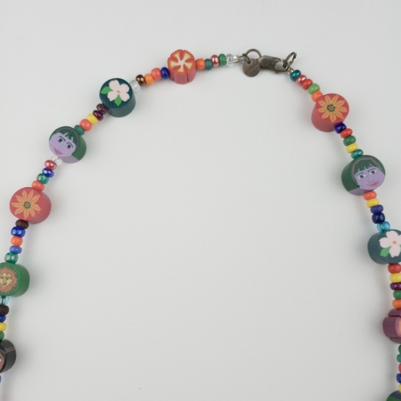 Necklace Beaded Multicolored People & Flowers & Animals & Designs w Metal Clasp - Picture 3 of 7